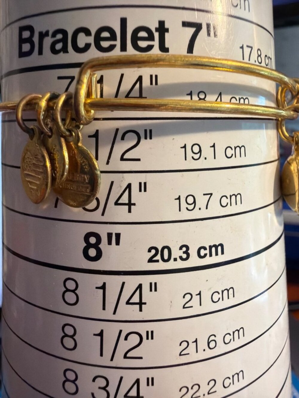 2 Alex And Ani Gold Tone Crystal Charm Bangle Bracelets Green Clear Crystal Adj - Picture 6 of 7